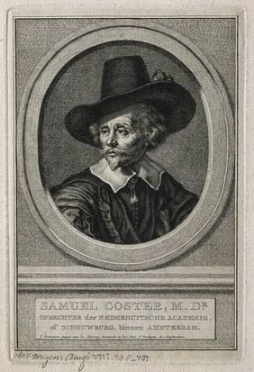 Samuel Coster. Line engraving by J. Houbraken after J. Verstegen.