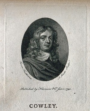 view Abraham Cowley. Line engraving by A. Smith after W. Faithorne after Sir P. Lely.