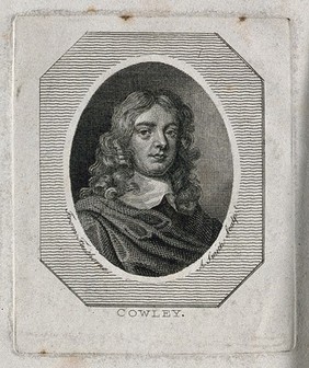 Abraham Cowley. Line engraving by A. Smith after W. Faithorne after Sir P. Lely.