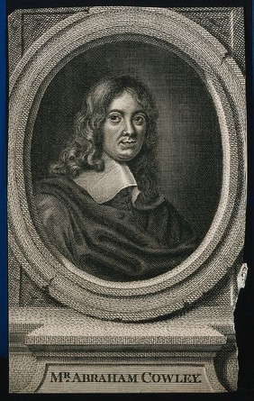 Abraham Cowley. Line engraving after Sir P. Lely.