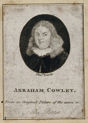 Abraham Cowley. Line engraving.