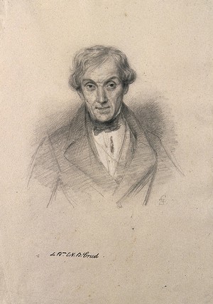 view Elie-Victor-Benjamin Crud. Pencil drawing by C. E. Liverati, 1841.