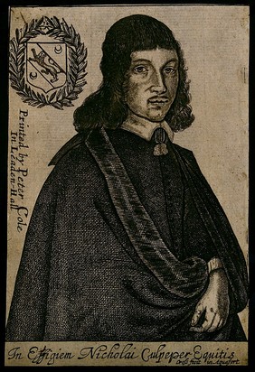 Nicholas Culpeper. Etching by T. Cross, 1653.