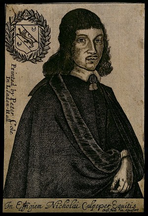 view Nicholas Culpeper. Etching by T. Cross, 1653.