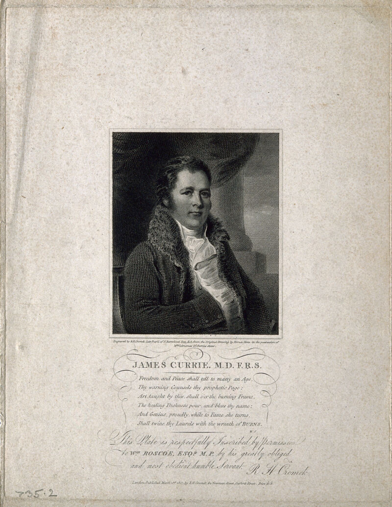 James Currie. Stipple engraving by R. H. Cromek, 1807, after H. Hone., by Horace Hone