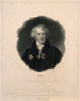 Georges-Léopold-Chrétien-Frédéric-Dagobert, Baron Cuvier. Line engraving by G. T. Doo, 1840, after H. W. Pickersgill, 1831.