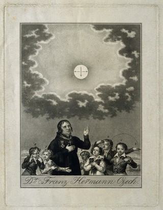 Franz Herrmann Czech, with deaf children. Engraving, 1836.