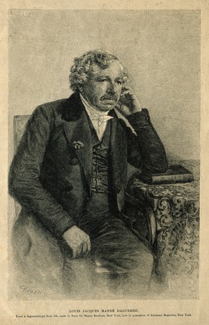 view Louis-Jacques-Mandé Daguerre. Wood engraving by G. Kruell.