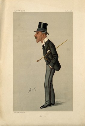 Sir William Bartlett Dalby. Colour lithograph by C. Pellegrini [Ape], 1888.