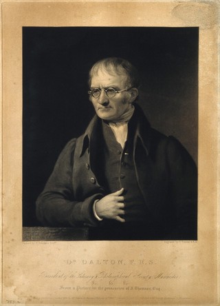 John Dalton. Mezzotint by C. Turner, 1834, after J. Lonsdale.