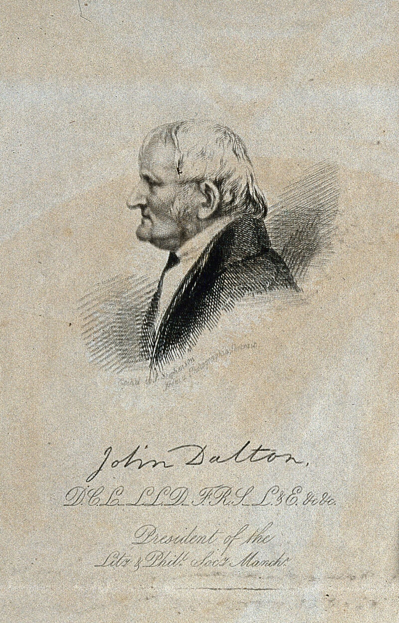 John Dalton. Line engraving by J. Stephenson, 1842., 1842, by James Stephenson