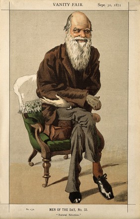 Charles Robert Darwin. Colour lithograph, 1871.