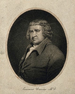 view Erasmus Darwin. Stipple engraving after J. Wright.