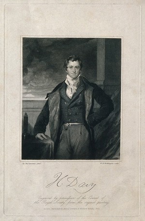 view Sir Humphry Davy. Stipple engraving by E. Scriven after Sir T. Lawrence, 1810/11.