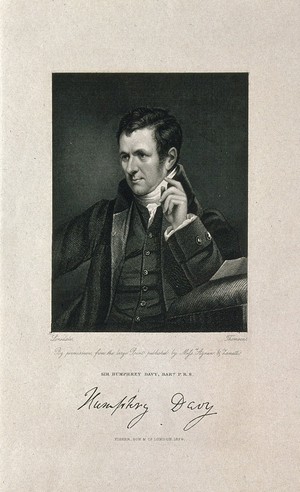 view Sir Humphry Davy. Stipple engraving by J. Thomson after J. Lonsdale, 1822.