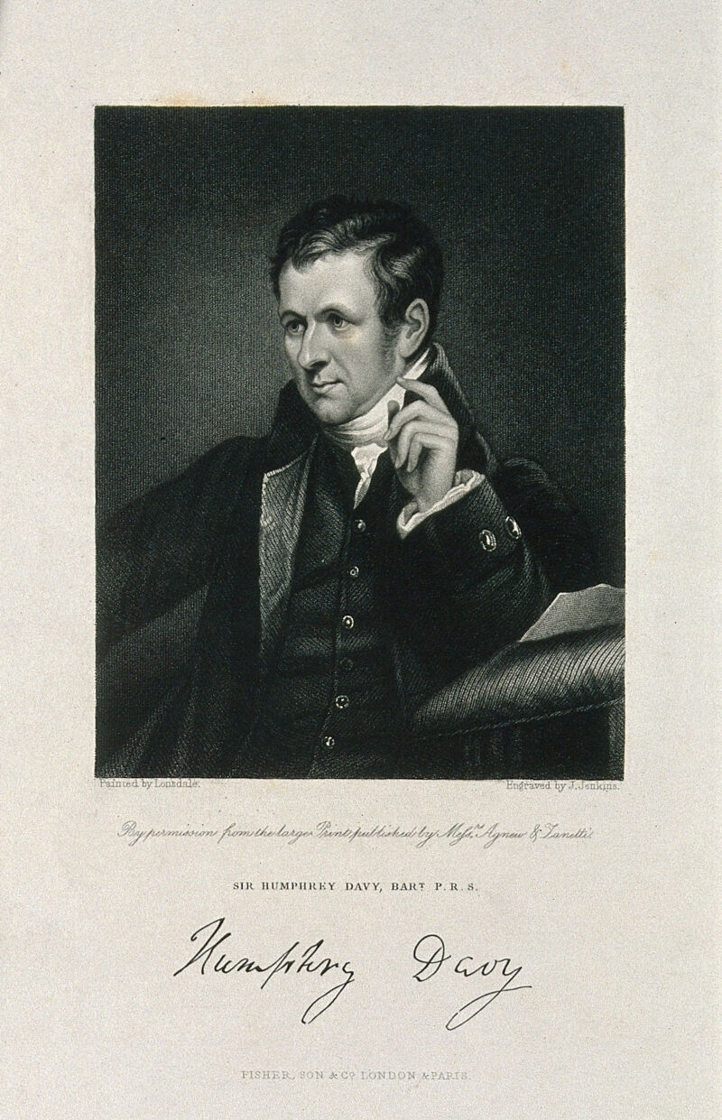 Sir Humphry Davy. Stipple engraving by J. Jenkins, 1846, after J. Lonsdale, 1822., by James Lonsdale