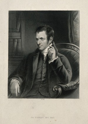 view Sir Humphry Davy. Stipple engraving by S. Freeman after J. Lonsdale, 1822.