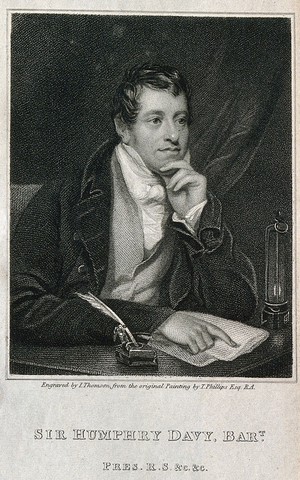 view Sir Humphry Davy. Stipple engraving by J. Thomson, 1821, after T. Phillips.