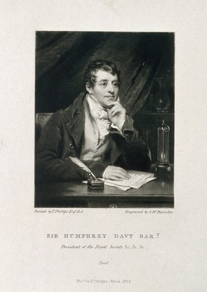 view Sir Humphry Davy. Mezzotint by S. W. Reynolds, 1822, after T. Phillips.