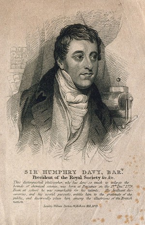 view Sir Humphry Davy. Stipple engraving, 1823.