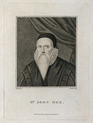 view John Dee. Stipple engraving by N. Schenker, 1792, after Harding.
