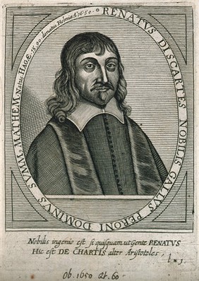 René Descartes. Line engraving by C. Ammon, 1654.