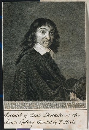 view René Descartes. Line engraving after F. Hals, 1649.