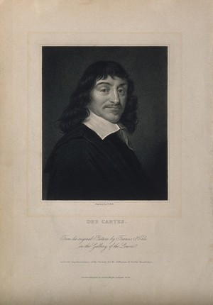 view René Descartes. Stipple engraving by W. Holl, after F. Hals, 1649.
