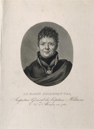 view Nicolas-René-Dufriche, Baron Desgenettes. Stipple engraving.