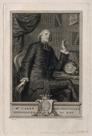 view L'Abbé Desmonceaux. Line engraving by B. A. Nicollet after P. Le Sueur.