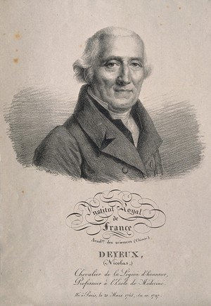 view Nicolas Deyeux. Lithograph by J. Boilly, 1822.