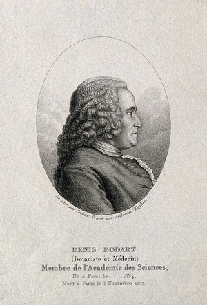 view Denis Dodart. Stipple engraving by A. Tardieu after C. N. Cochin.