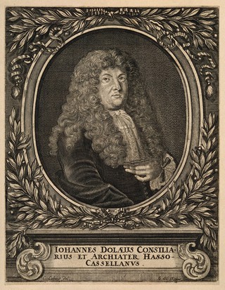 Johannes Dolaeus. Line engraving by J. U. Kraus after C. Labert.