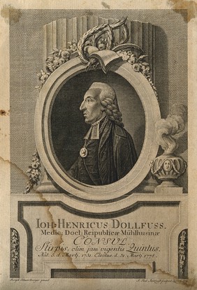 Johann Heinrich Dollfuss. Line engraving by J. R. Holzhalb, 1784, after J. Schwertberger.