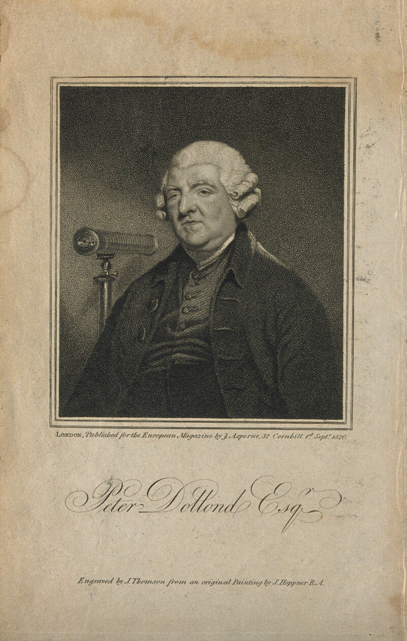 Peter Dollond. Stipple engraving by J. Thomson, 1820, after J. Hoppner., by John Hoppner