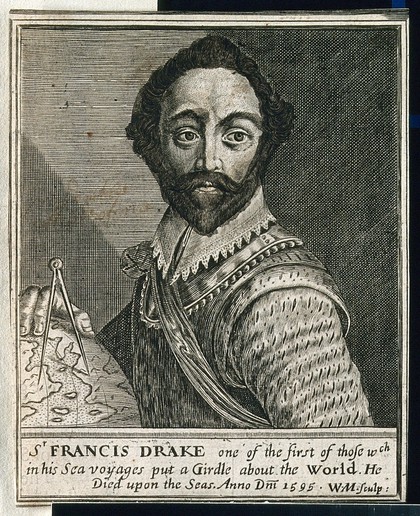 Sir Francis Drake. Line engraving by W. Marshall, 1642.