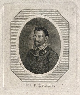 Sir Francis Drake. Line engraving by P. Rothwell, 1794, after J. Houbraken.