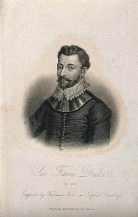 Sir Francis Drake. Stipple engraving by S. Freeman.