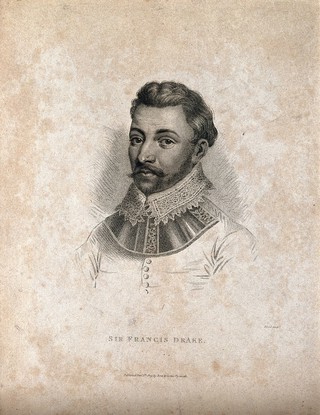 Sir Francis Drake. Stipple engraving by T. Blood, 1809.