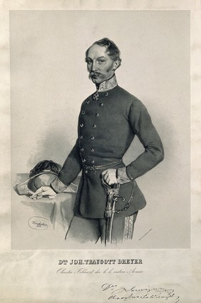 Johann Traugott Dreyer. Lithograph by J. Kriehuber, 1854.