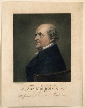 Antoine, Baron Dubois. Coloured line engraving by J. L. Potrelle after F.P.S. Gérard, 1803.