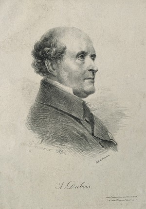 view Antoine, Baron Dubois. Lithograph by A. Devéria, 1823, after F. P. S. Gérard, 1803.