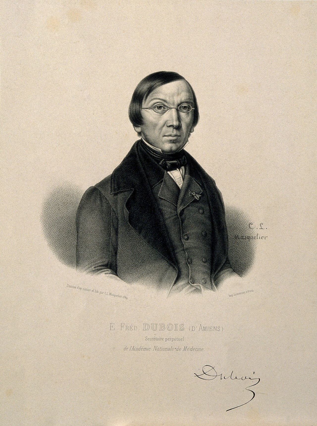 E. Frédéric Dubois d'Amiens. Lithograph by C. L. Masquelier, 1849., 1849, by Claude-Louis Masquelier