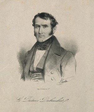 view Dr Dubouchet. Lithograph by J.F.G. Llanta.