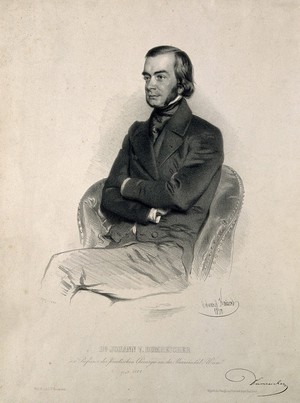 view Johann von Dumreicher. Lithograph by E. Kaiser, 1850.