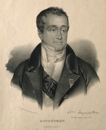 Guillaume, Baron Dupuytren. Lithograph by G.E. Madeley.