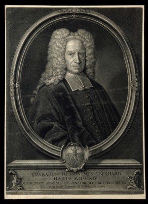 view Conrad Hieronymus Eberhard, called Schwind. Mezzotint by B. Vogel after F. Lippold, 1733.