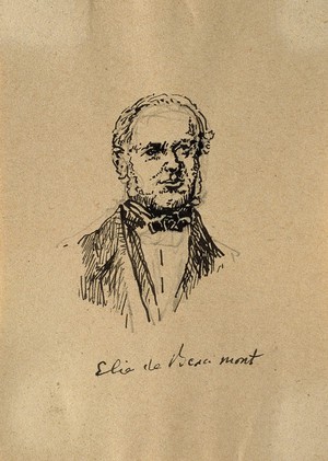 view Jean-Baptiste-Armand-Louis-Léonce Elie de Beaumont. Pen drawing.