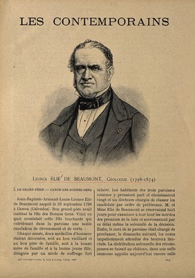 Jean-Baptiste-Armand-Louis-Léonce Elie de Beaumont. Wood engraving.