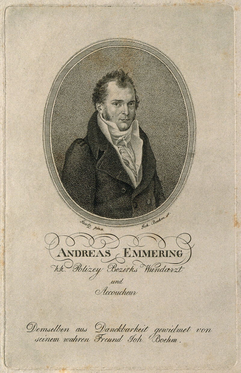 Andreas Emmering. Stipple engraving by J. Boehm after Jantz or Jautz., by Johann Böhm